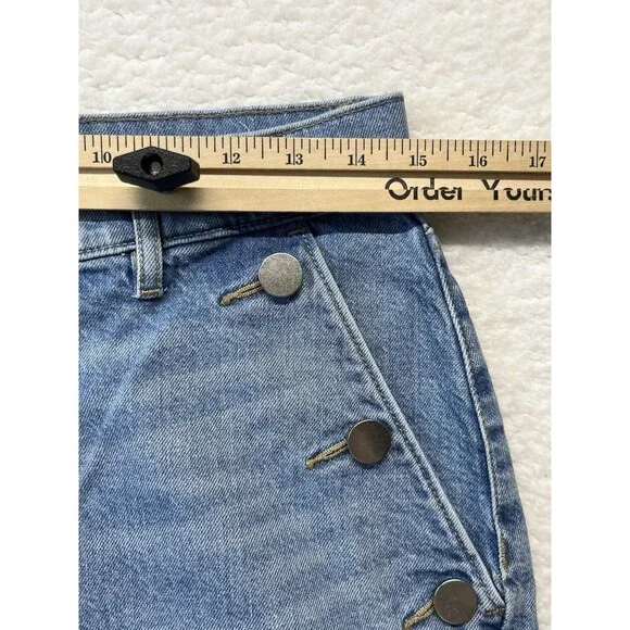 Loft Jeans Womens 2 The Wide Leg Denim Button Pocket Minimalist Preppy 30Wx25L - Picture 5 of 8